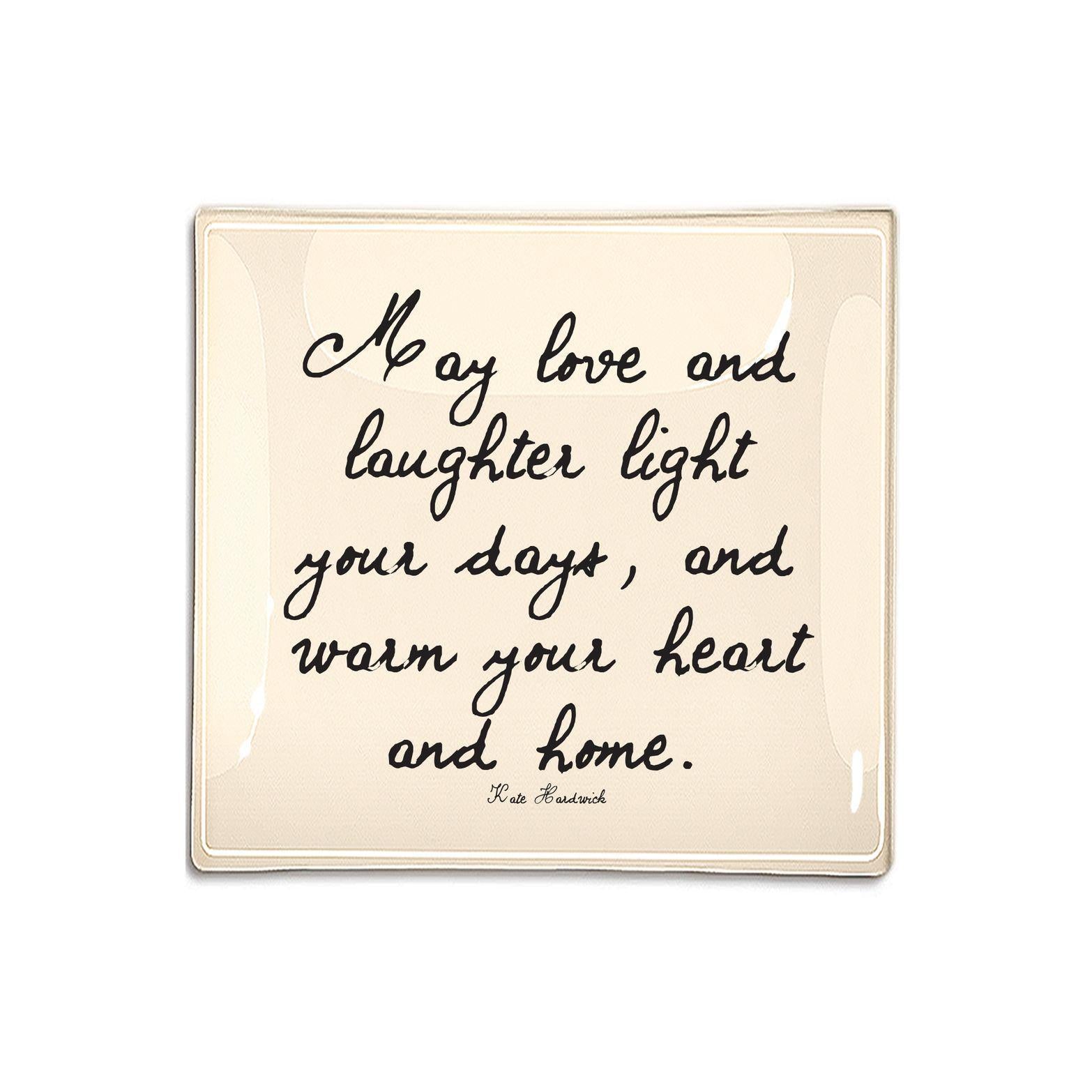 May Love and Laughter Light Decoupage Glass Tray