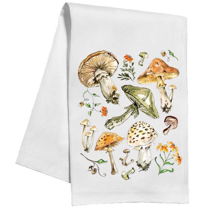 Mushroom and Flower Tea Towel