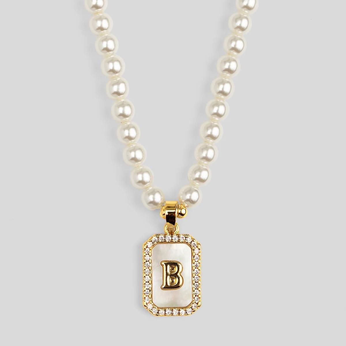 Pearl Initial Pendant Short Necklace