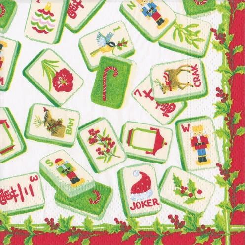 Christmas Mahjong Paper Cocktail Napkin
