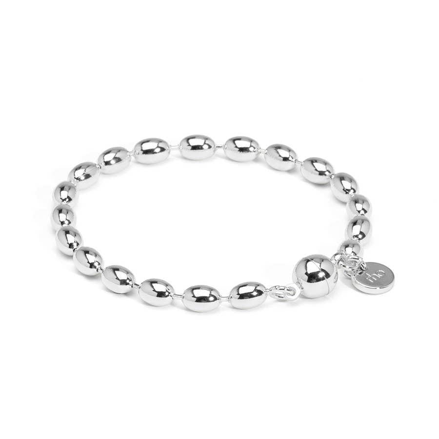 Silver Beaded Magnetic Closure Bracelet