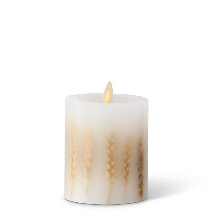 Embedded Wheat Flameless Candle Pillar