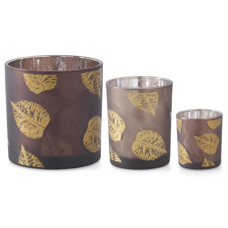 Brown with Gold Leaves Mirrored Votive