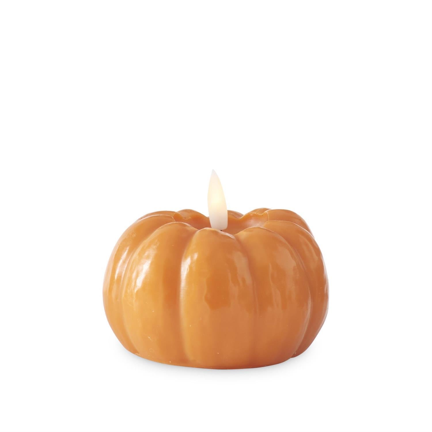 Orange Wax LED Flicker Flame Pumpkin Candle with Timer