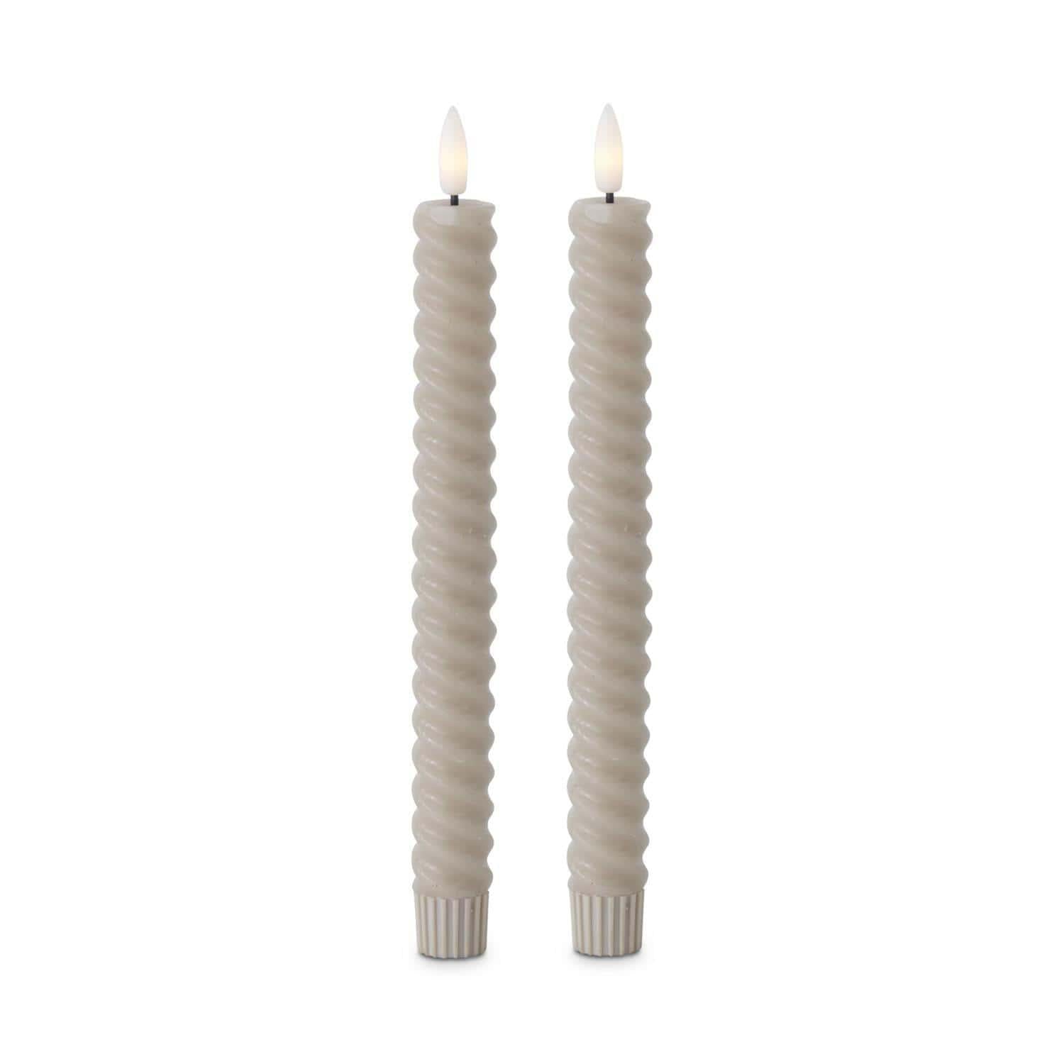Taupe Spiral LED Taper Candles