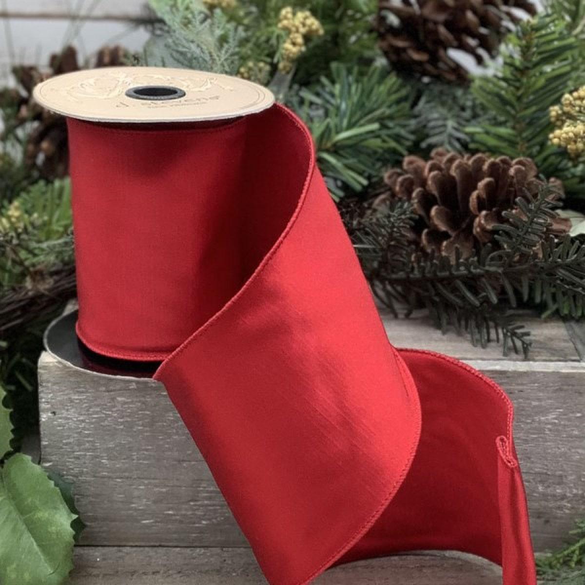 True Red Faux Dupion Ribbon