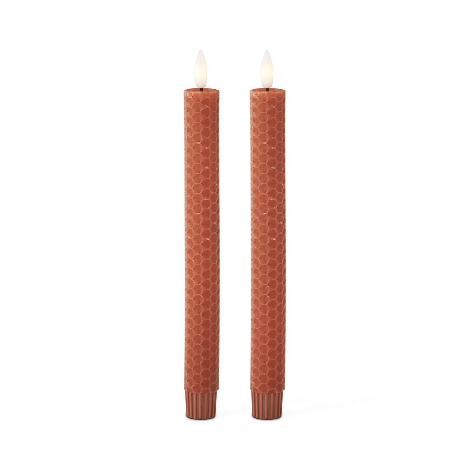 Rust Honeycomb LED Taper Candles