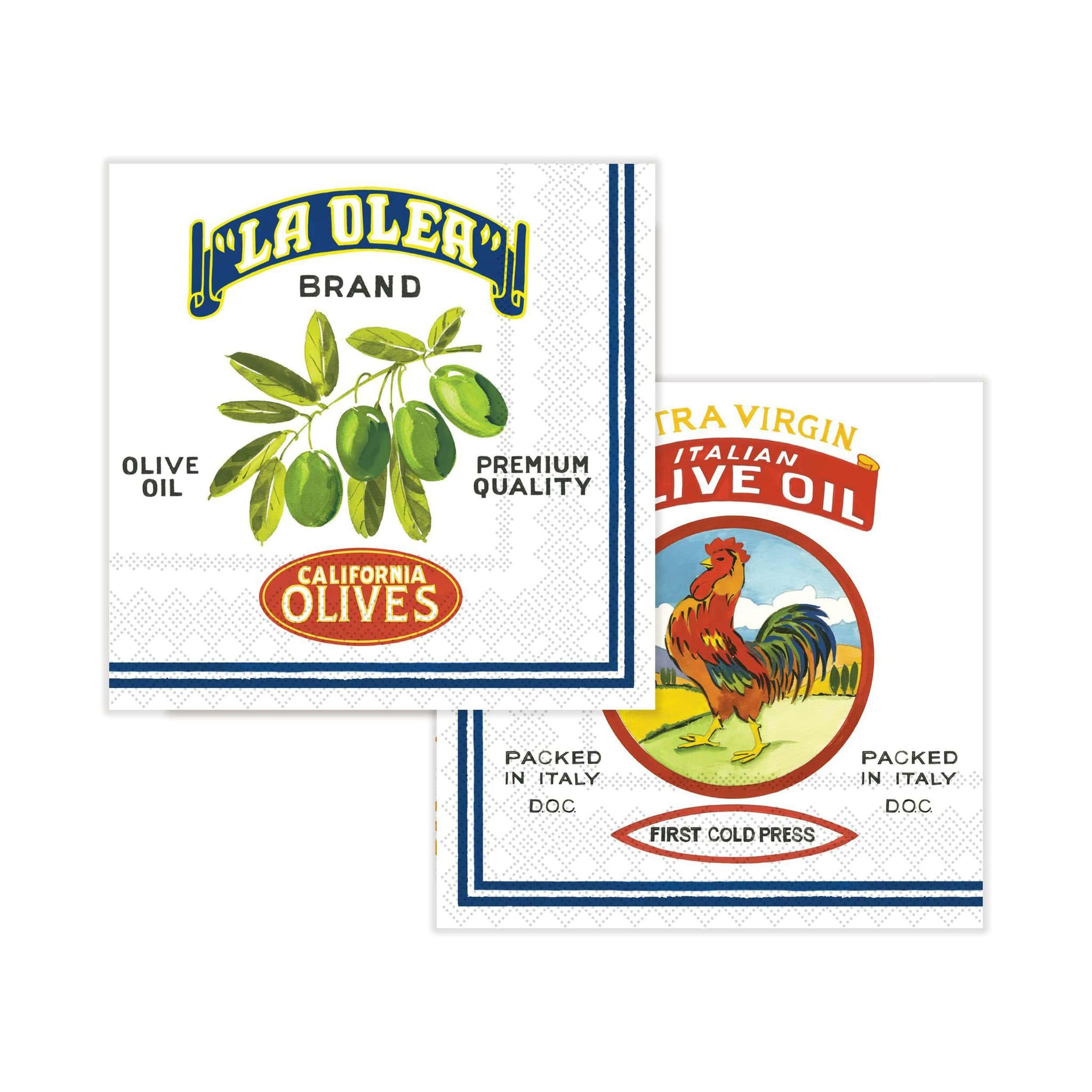 Vintage Olive Italy/California Paper Cocktail napkins