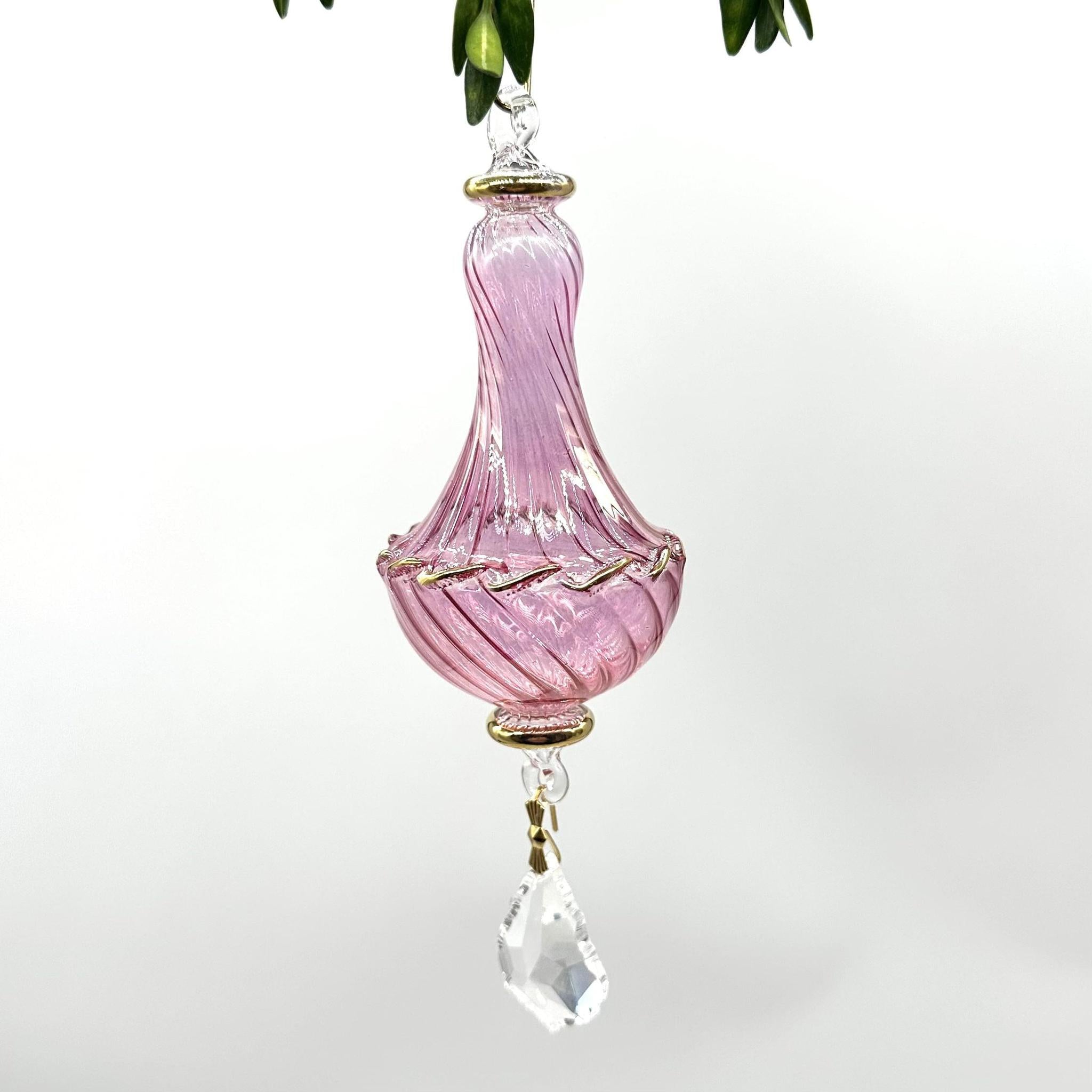 Blush Finial Ornament with Crystal Dangle