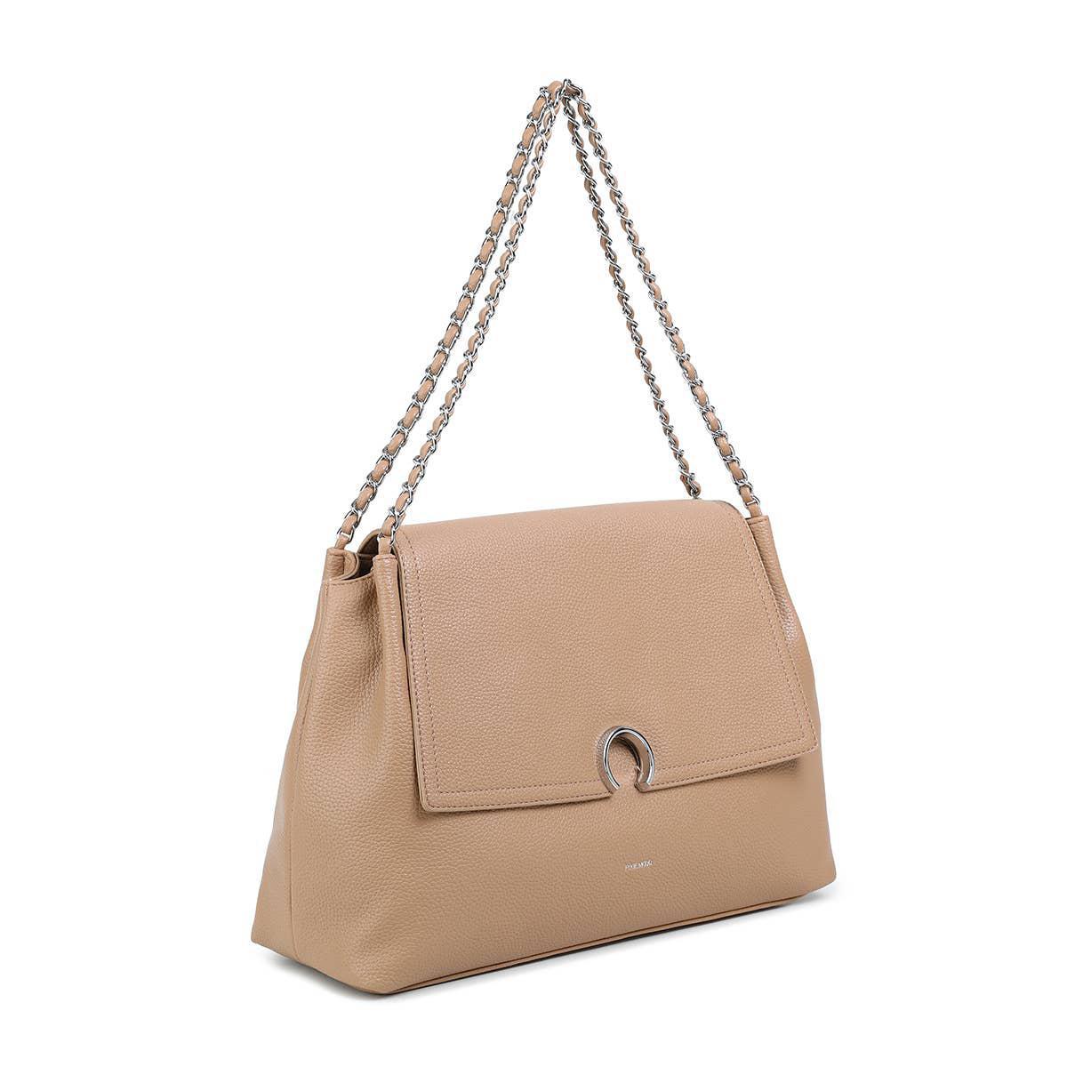 Ruth Pebbled Shoulder Bag | Latte