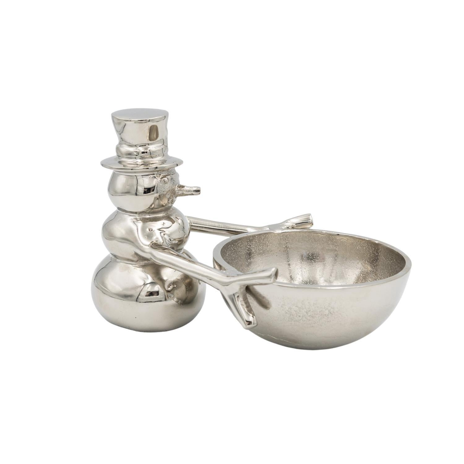 Metal Snowman with Bowl