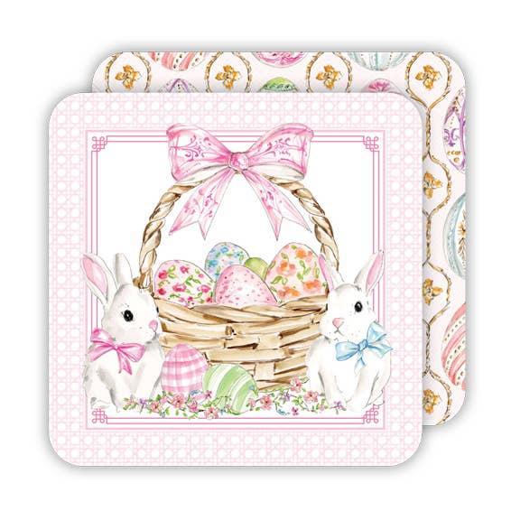 Easter Bunnies and Basket Paper Coasters