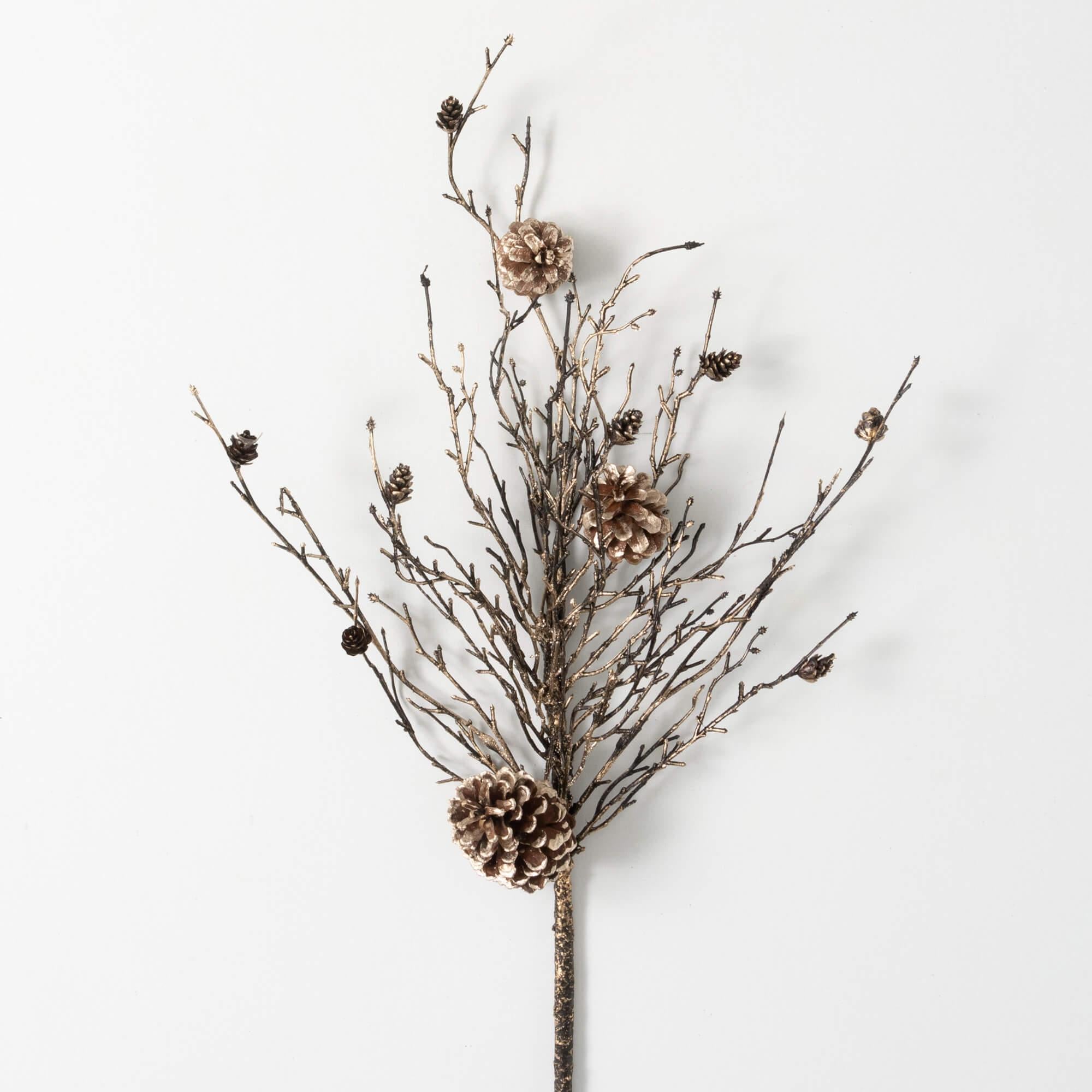 Gold Pinecone Twig Stem