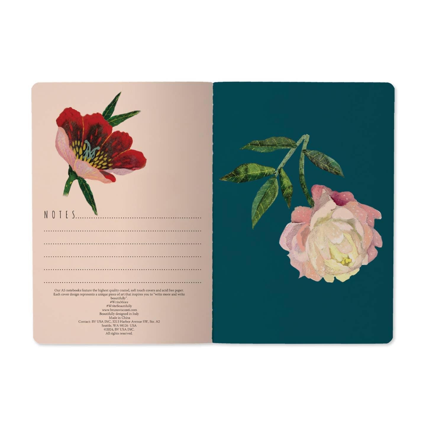Peonies On Black Notebook