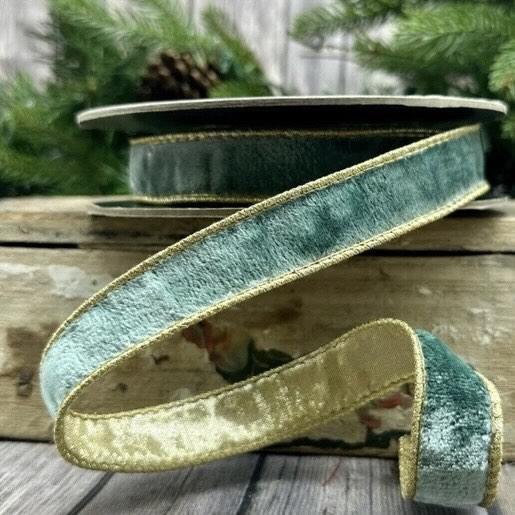 Lush Celadon Velvet Metallic Ribbon