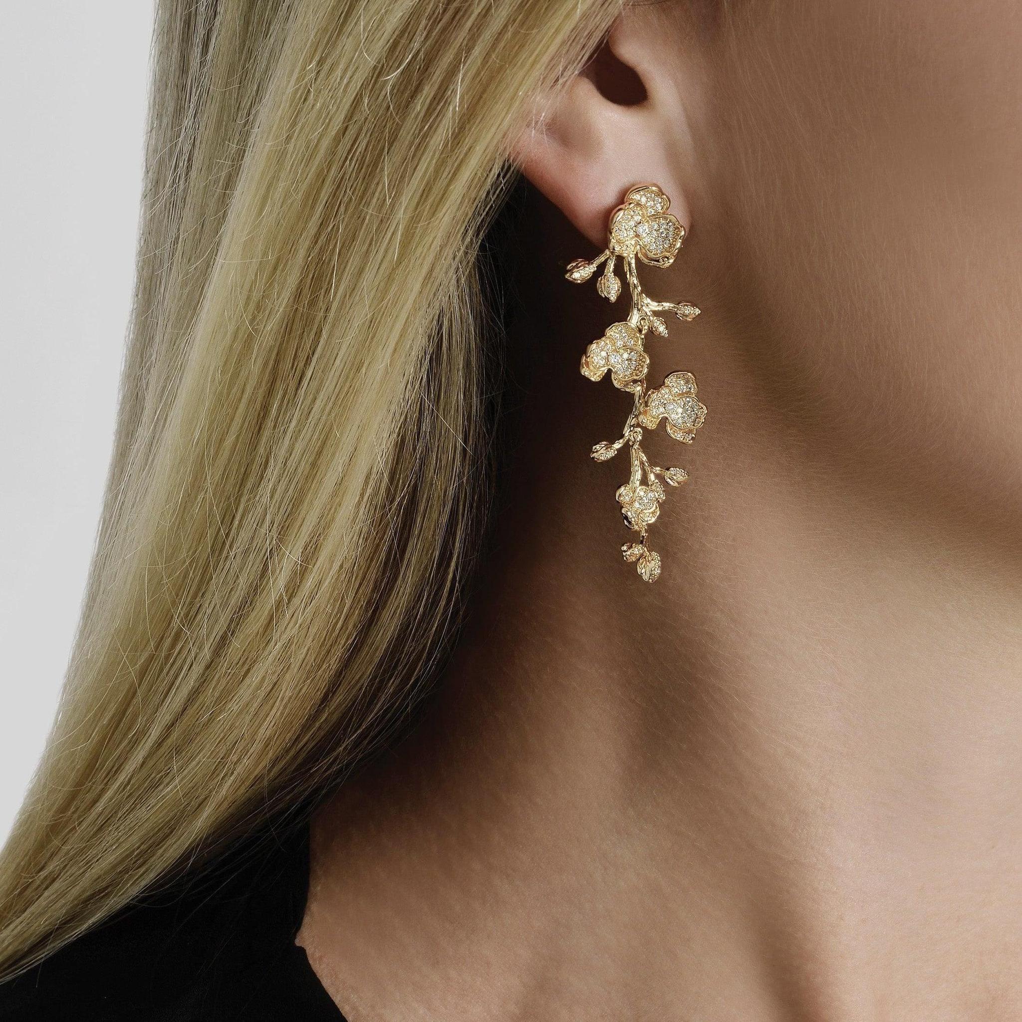 Orchid White Pavé Dangle Earrings