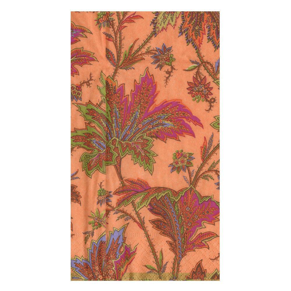 Paisley Leaves Coral Guest Towel Napkins