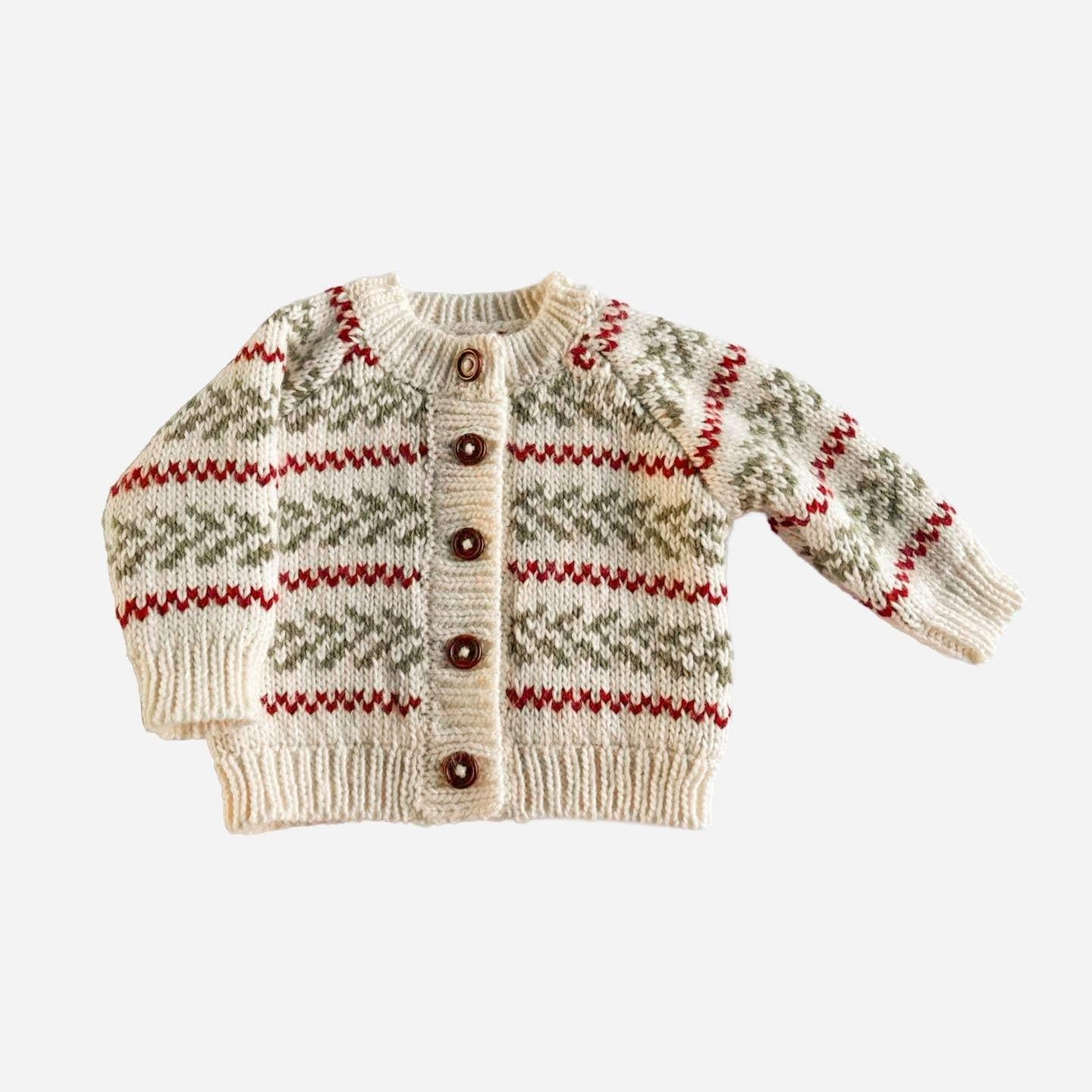 Red & Green Evergreen Stripe Cardigan