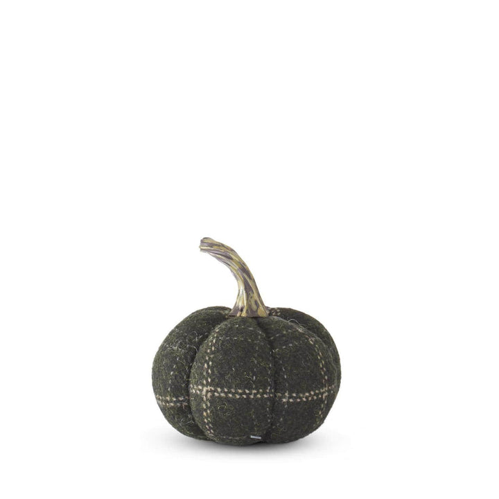 Green & Tan Plaid Fabric Pumpkin