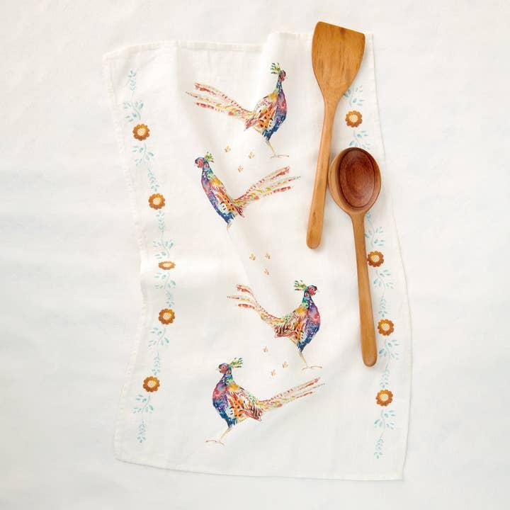 Fall Pheasants Tea Towel