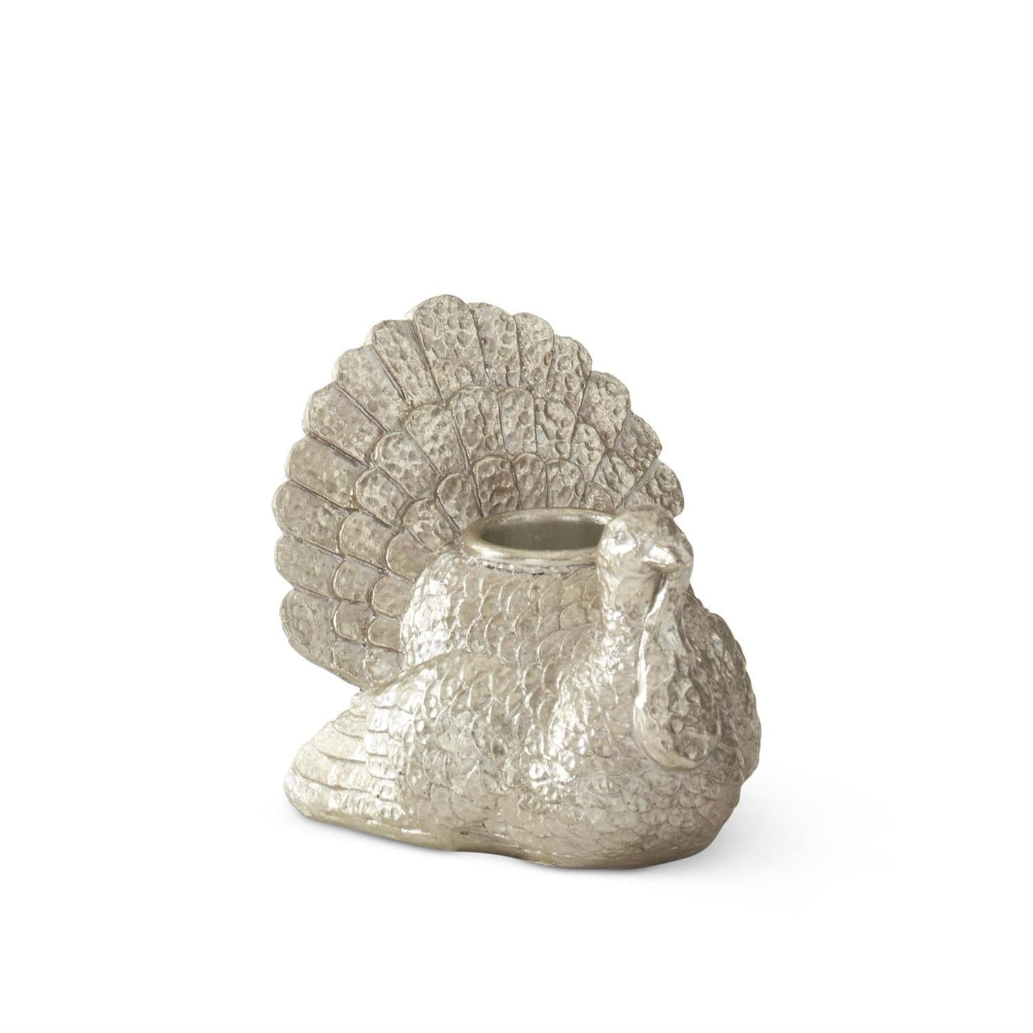 Antiqued Silver Turkey Taper Candleholder