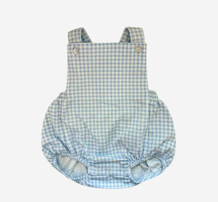 Blue Gingham Pima Romper