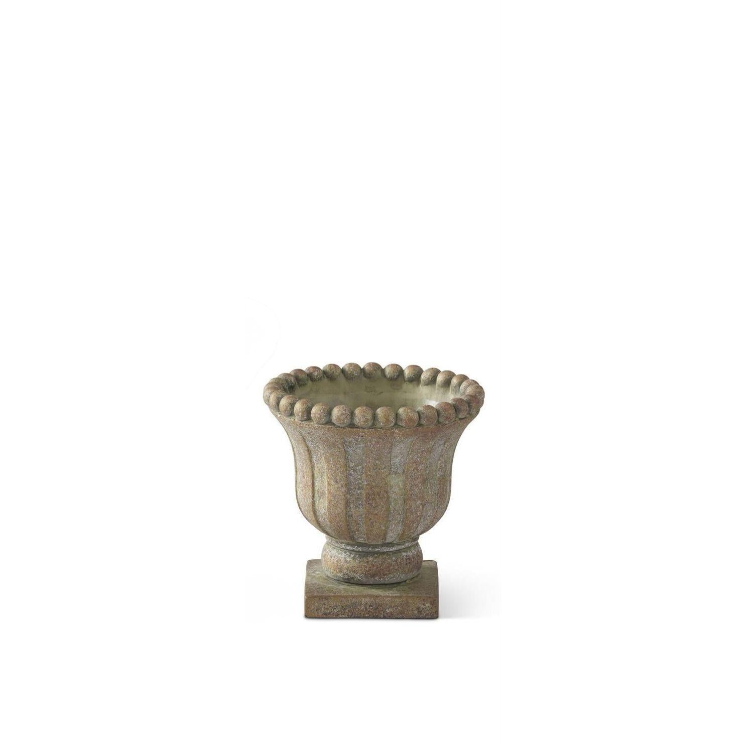 Weathered Tan & Green Urn