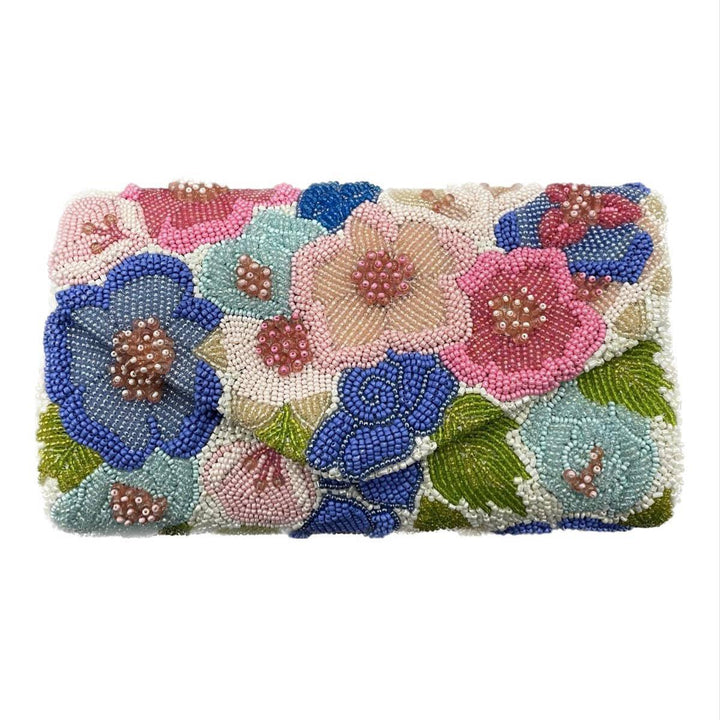 Flowers Beaded Envelope Clutch