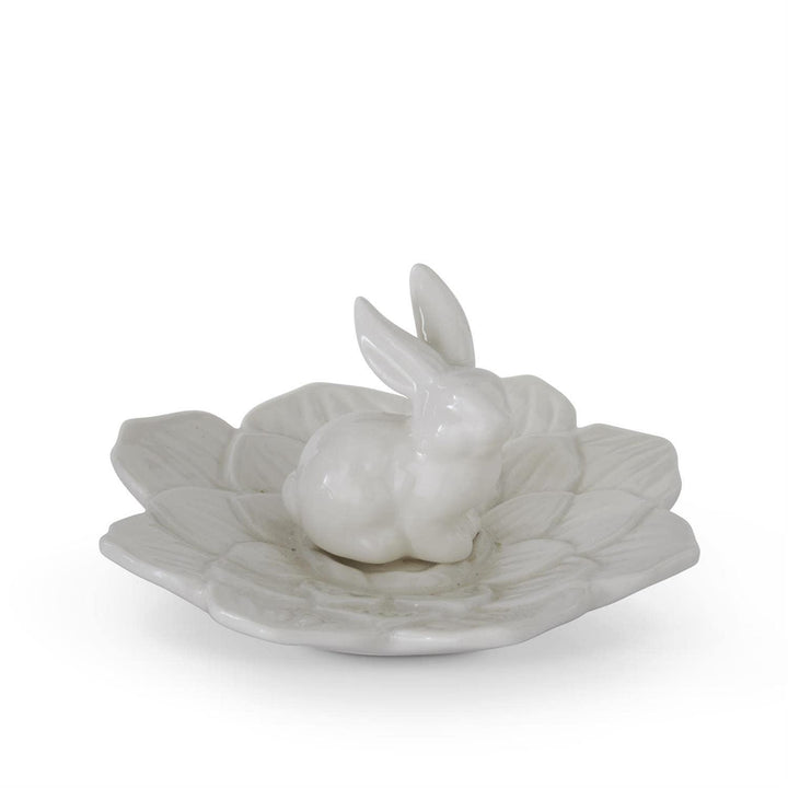 White Ceramic Rabbit Flower Dish