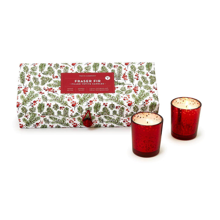 Fraser Fir Scented Red Mercury Glass Votive