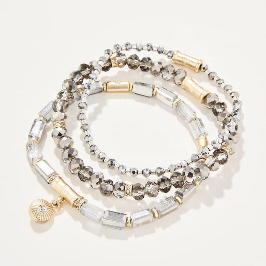 Silver Sparkle Stretch Bracelet Set
