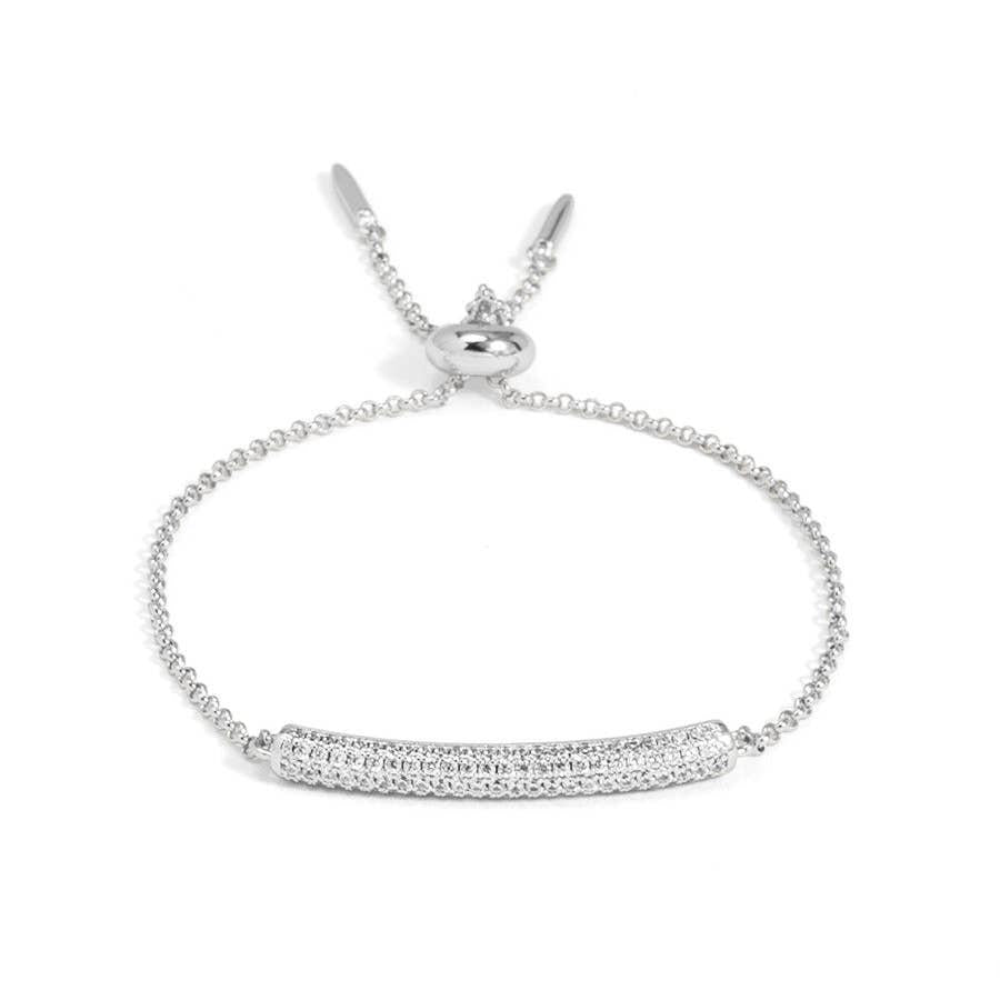 Pavé Slim Bar Silver Slider Bracelet