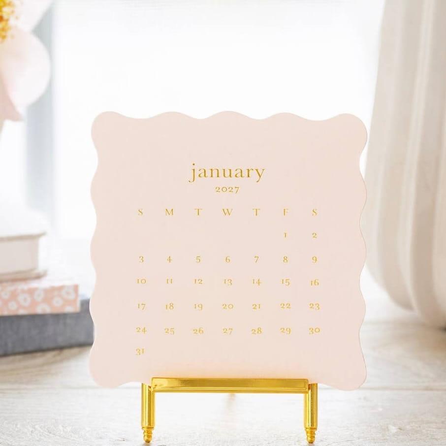 Desk Calendar, Pink Scallop, 2027