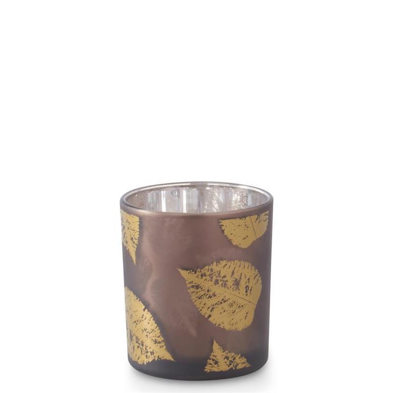 Brown with Gold Leaves Mirrored Votive