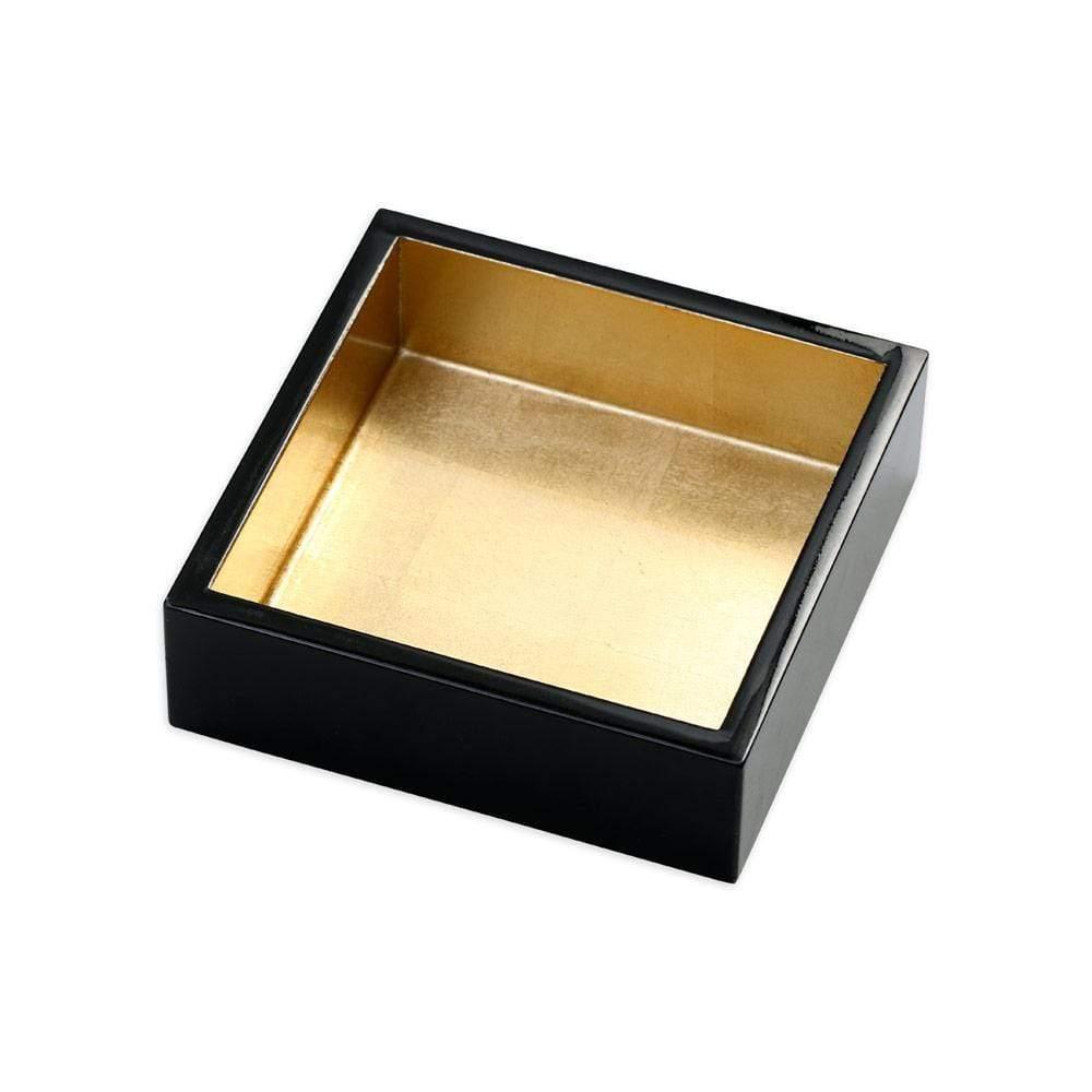 Black With Gold-Lacquer Cocktail Napkin Holder
