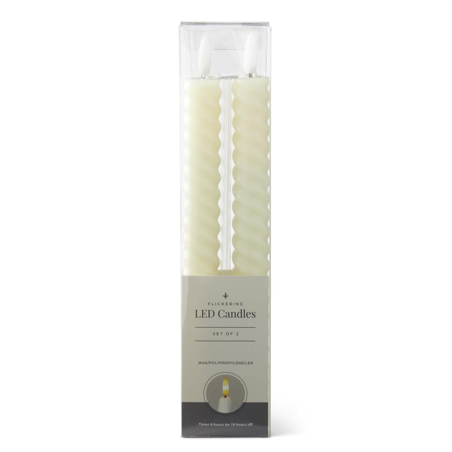 Cream Spiral LED Taper Candles