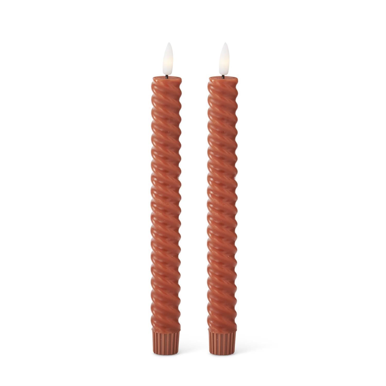 Rust Spiral LED Taper Candles