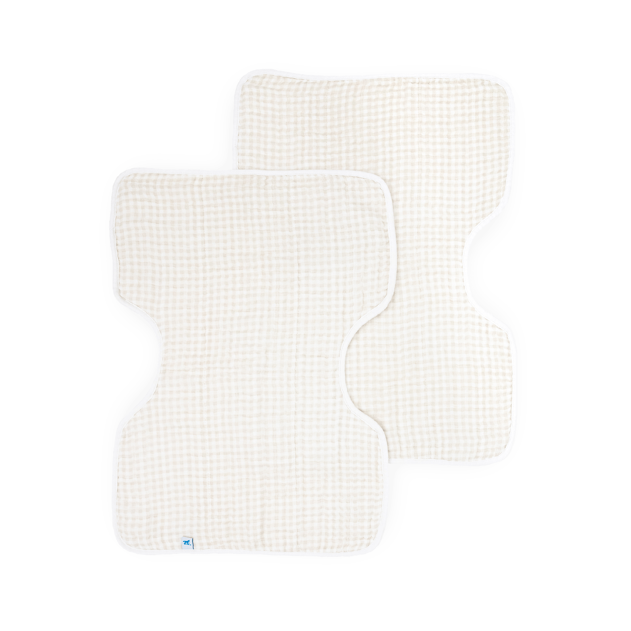 Cotton Muslin Burp Cloth 2 Pack | Tan Gingham