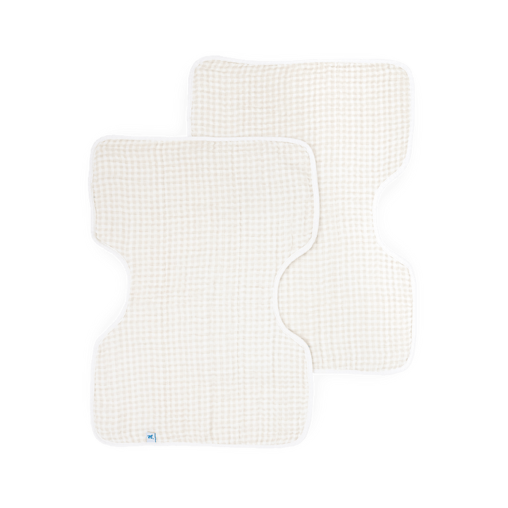 Cotton Muslin Burp Cloth 2 Pack | Tan Gingham