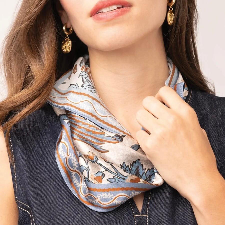 Japonica Bird Parchment Silk Scarf