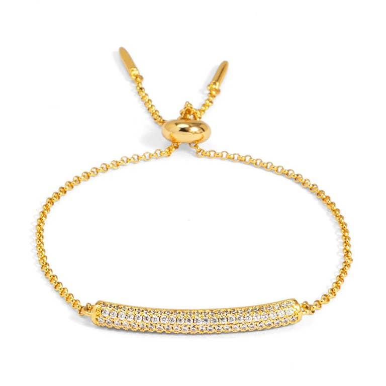 Pavé Slim Bar Gold Slider Bracelet
