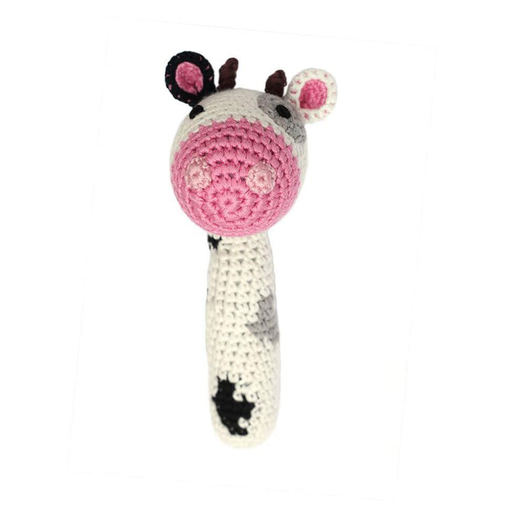 Cow Stick Hand Crocheted Rattle