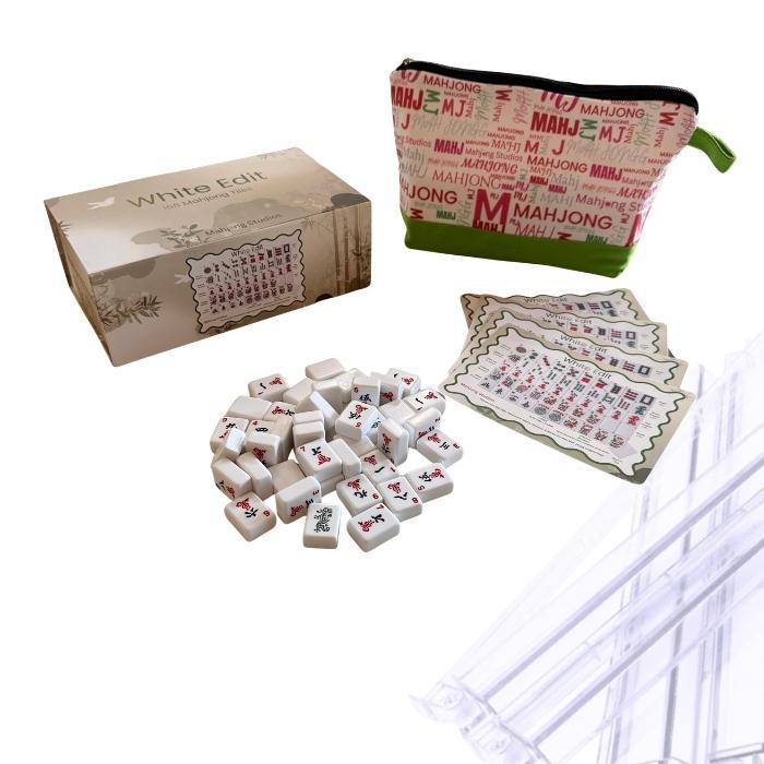 White Classic Mahjong Tile Set with Racks