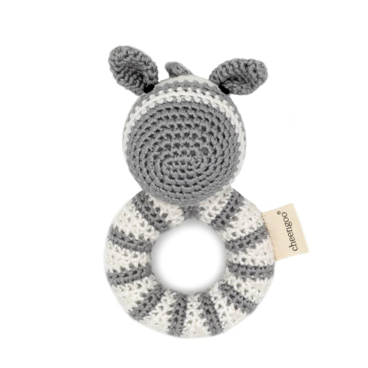 Zebra Hand Crocheted Ring Rattle