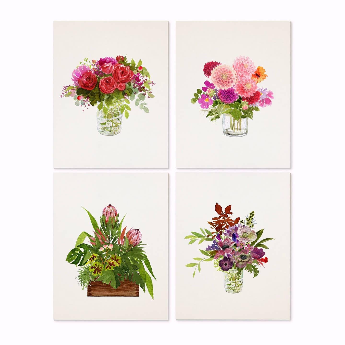 Plum Bouquets - Flower Themed Boxed Cards