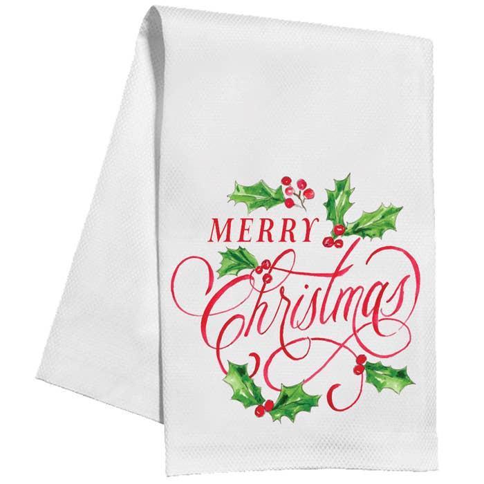 Holly and Berries Tea Towel