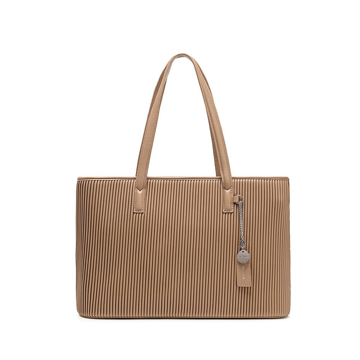 Sadie Tote Bag | Latte Pleated