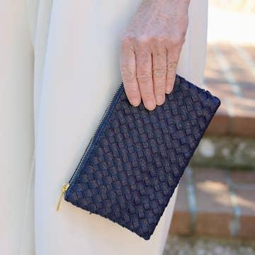 Liz Woven Navy Crossbody Bag