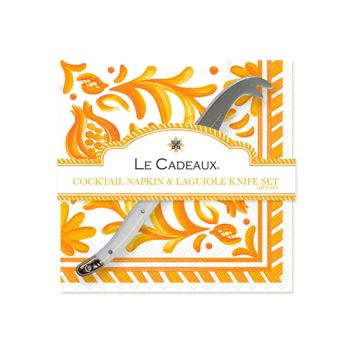 Sicily Orange Cocktail Napkins with Cheese Knife