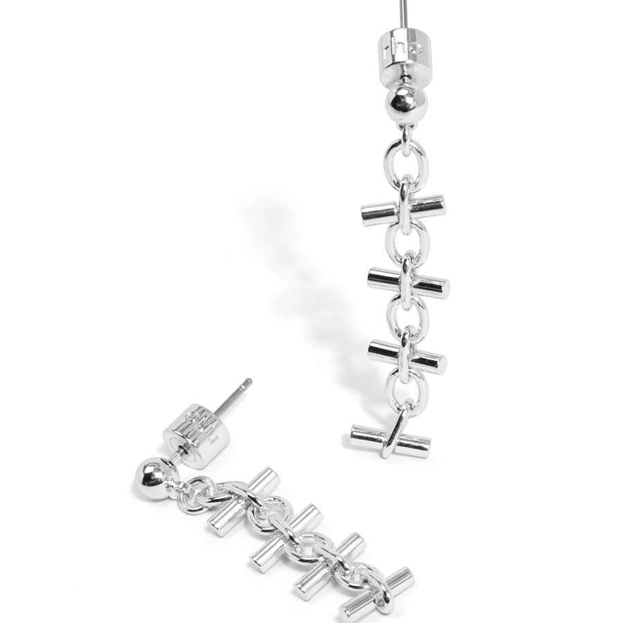 Bar Link Silver Drop Earring